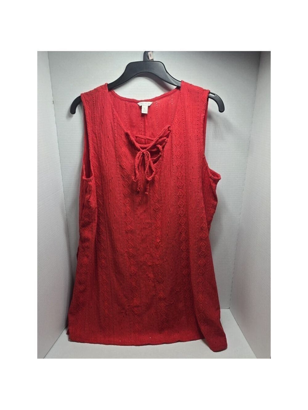Women's Red Cato Sleeveless Tank Large Tie Up